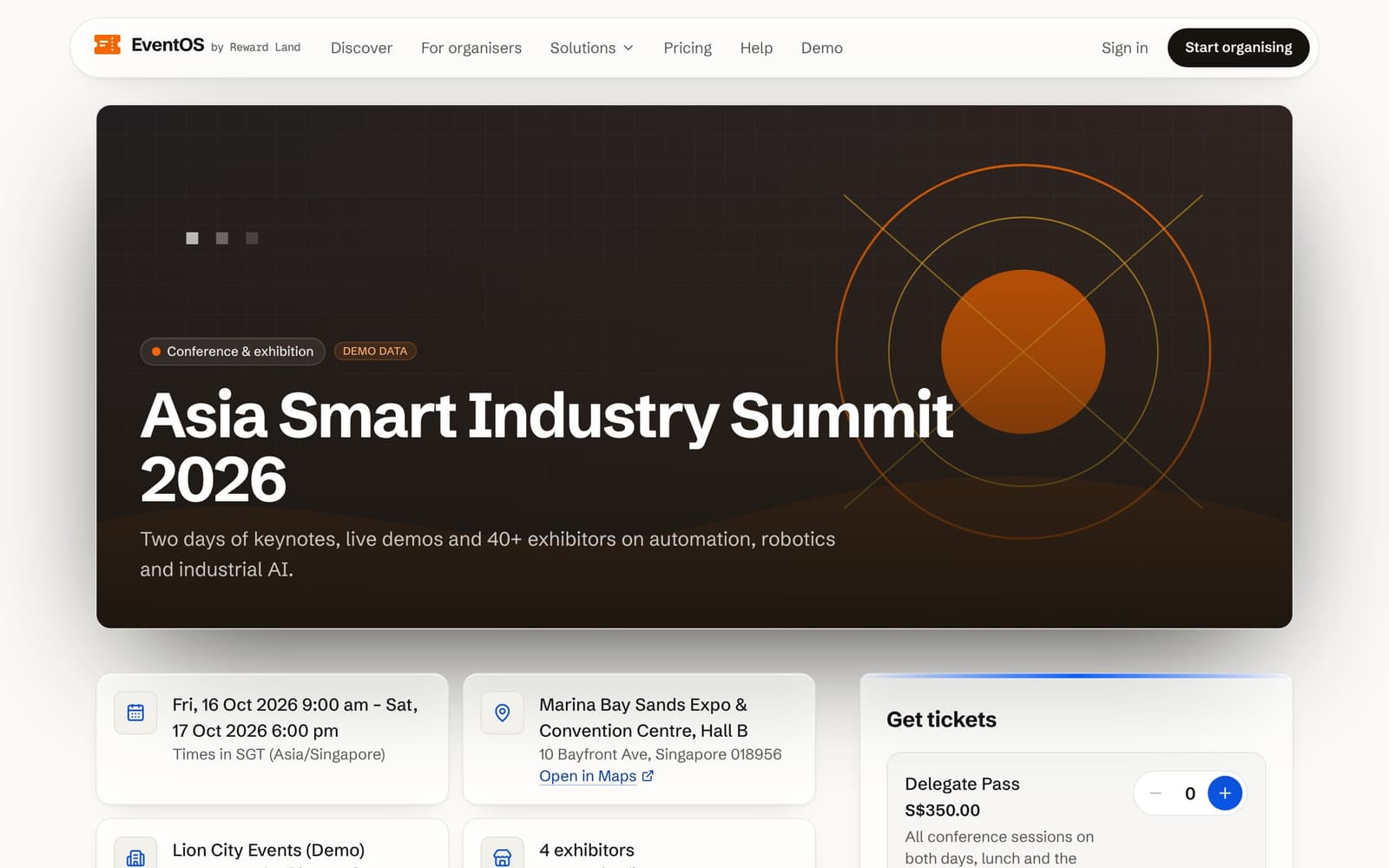 Public event page